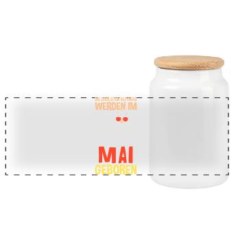 May Birthday Alpaca Saying Funny - Panoramic Cookie Jar with Wooden Lid - white - Front