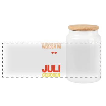 Juli Geburtstag Alpaka Spruch Lustig - Panorama Keksdose mit Holzdeckel - Weiß - Vorne