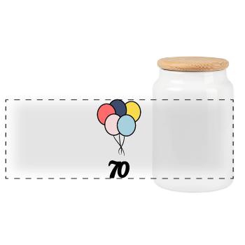 70. 70 ANS. 70e ANNIVERSAIRE. ANNIVERSAIRE 70 ANS. - Boîte à biscuits avec couvercle en bois - blanc - Devant