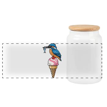martins-pêcheurs - Boîte à biscuits avec couvercle en bois - blanc - Devant
