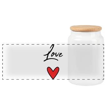 HERZ. ICH LIEBE DICH. NUR LIEBE. LIEBE. ICH LIEBE DICH - Panorama Keksdose mit Holzdeckel - Weiß - Vorne