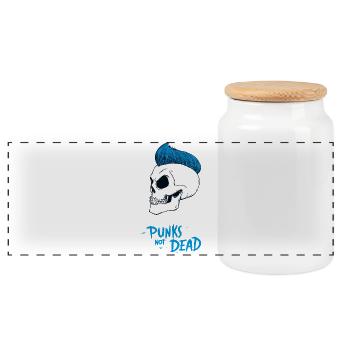 PUNKS NOT DEAD #2 - steam punk'n'roll - Panoramic Cookie Jar with Wooden Lid - white - Front