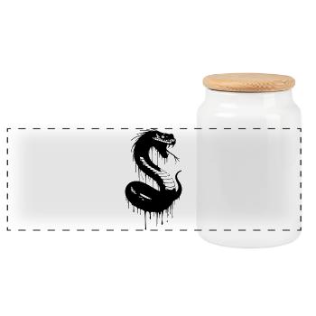Serpent noir avec de l’encre qui goutte - Boîte à biscuits avec couvercle en bois - blanc - Devant