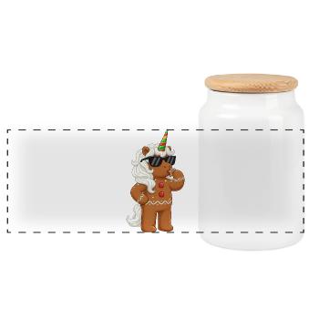 Süßes Einhorn Lebkuchen Weihnachten Cartoon - Panorama Keksdose mit Holzdeckel - Weiß - Vorne
