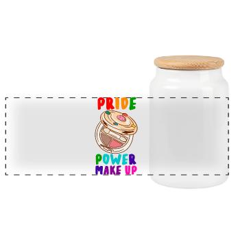 Pride Power Makeup Rainbow Art - Panorama Keksdose mit Holzdeckel - Weiß - Vorne