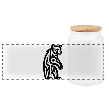 Just a Black Bear #3 - Panoramic Cookie Jar with Wooden Lid - white - Front