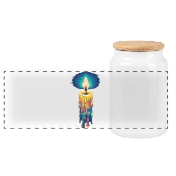 Faith Light Candle Retro Spirit Design - Panoramic Cookie Jar with Wooden Lid - white - Front