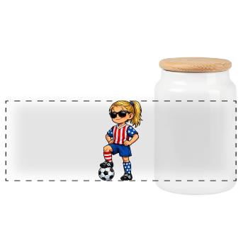 Soccer Girls USA America Fan American - Boîte à biscuits avec couvercle en bois - blanc - Devant