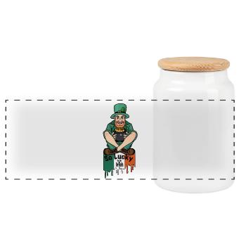 Charme du Leprechaun Pot d’Or, tellement chanceux d’être irlandais - Boîte à biscuits avec couvercle en bois - blanc - Devant