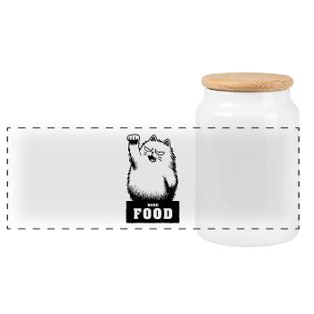Plus de nourriture - Boîte à biscuits avec couvercle en bois - blanc - Devant