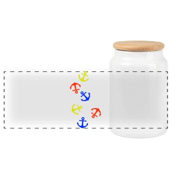 Anchor Colorful - Panoramic Cookie Jar with Wooden Lid - white - Front