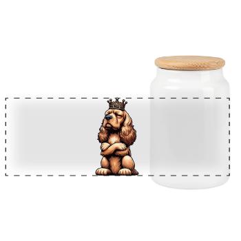 Cocker Spaniel Cocker Dog Cocker Spaniel Owner - Panoramic Cookie Jar with Wooden Lid - white - Front