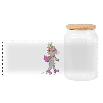Rollergirl - Fille âne avec des patins à roulettes - Boîte à biscuits avec couvercle en bois - blanc - Devant