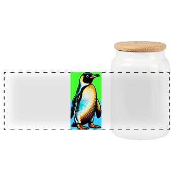 pingouin - Boîte à biscuits avec couvercle en bois - blanc - Devant