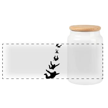 Skydiver Fallschirmspringer - Panoramic Cookie Jar with Wooden Lid - white - Front