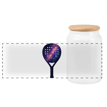 Padel-Racket – Padeliste - Panorama Keksdose mit Holzdeckel - Weiß - Vorne