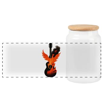 Flaming Phoenix Rock Metal Guitar - Panoramic Cookie Jar with Wooden Lid - white - Front