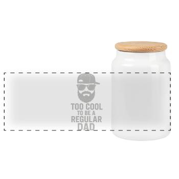 Papa cool : barbe, casquette et lunettes – Idée pour la fête des pères - Boîte à biscuits avec couvercle en bois - blanc - Devant