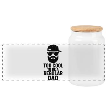 Papa cool : barbe, casquette et lunettes – Idée pour la fête des pères - Boîte à biscuits avec couvercle en bois - blanc - Devant
