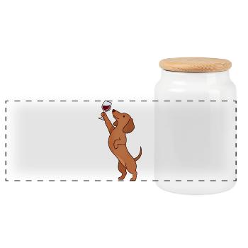 Dackel Weinliebhaber Wiener Hundemama Weenie - Panorama Keksdose mit Holzdeckel - Weiß - Vorne