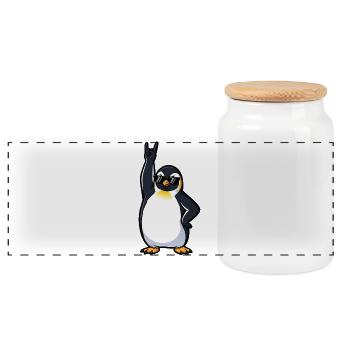 Cool Penguin Musician Guitarist Rock'n'Roll Party - Panoramic Cookie Jar with Wooden Lid - white - Front