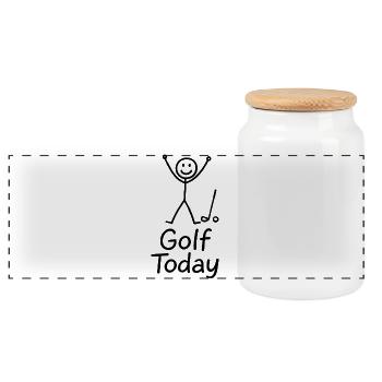 Golf Today Golfer Humor Gift Idea Golfer - Panoramic Cookie Jar with Wooden Lid - white - Front
