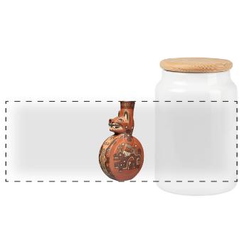 Bottle Cat - Panoramic Cookie Jar with Wooden Lid - white - Front