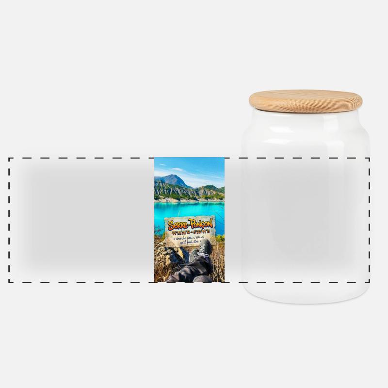 Serre-Ponçon Lac et Randonnée - Boîte à biscuits avec couvercle en bois - blanc