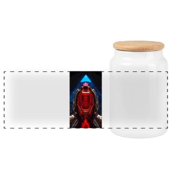 Mains Robo en Cristal Rouge - Boîte à biscuits avec couvercle en bois - blanc - Devant