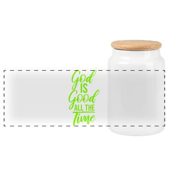 God Is Good All The Time Faith Christian Saying - Panoramic Cookie Jar with Wooden Lid - white - Front