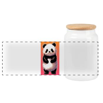 Panda - Panorama Keksdose mit Holzdeckel - Weiß - Vorne
