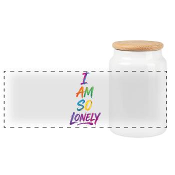 I Am So Lonely Say Colorful Text Painting Print - Panoramic Cookie Jar with Wooden Lid - white - Front