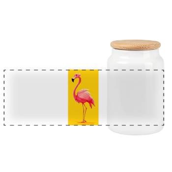 Flamant - Boîte à biscuits avec couvercle en bois - blanc - Devant