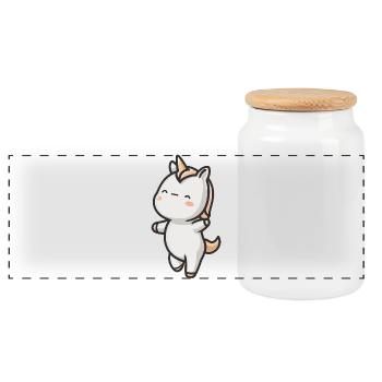 bébé licorne qui danse - Boîte à biscuits avec couvercle en bois - blanc - Devant