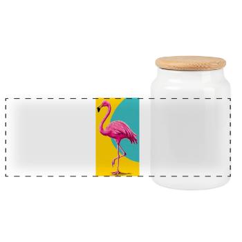 Flamingo - Panorama Keksdose mit Holzdeckel - Weiß - Vorne