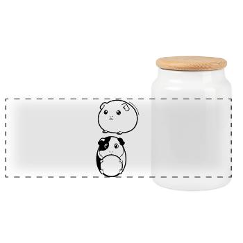 Deux têtes de cochon d’Inde - Boîte à biscuits avec couvercle en bois - blanc - Devant
