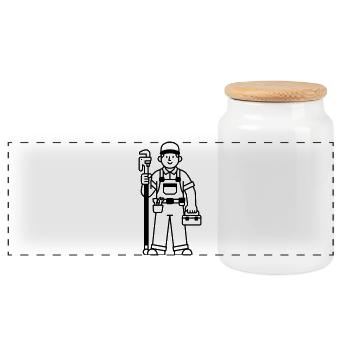 Plombier - Boîte à biscuits avec couvercle en bois - blanc - Devant