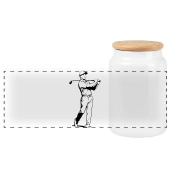 Golf - Panoramic Cookie Jar with Wooden Lid - white - Front