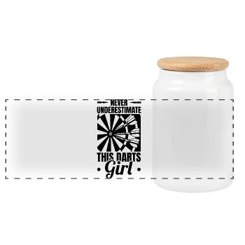 Darts player - Panoramic Cookie Jar with Wooden Lid - white - Front