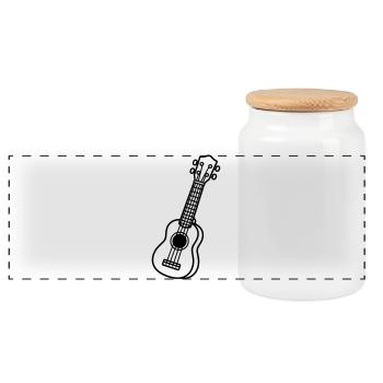 Ukulele - Panorama Keksdose mit Holzdeckel - Weiß - Vorne