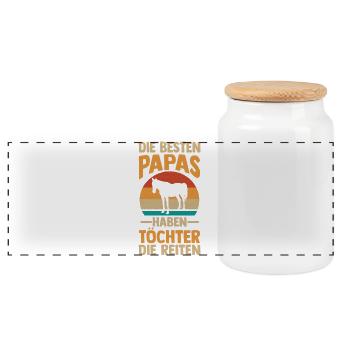 Reiten Papa Vater Pferdeliebhaber Reiterhof Pferde - Panorama Keksdose mit Holzdeckel - Weiß - Vorne