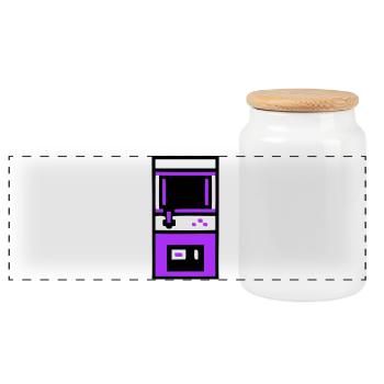Nostalgischer Arcade Automat Gamer - Panorama Keksdose mit Holzdeckel - Weiß - Vorne