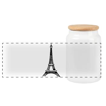 Tour Eiffel - Boîte à biscuits avec couvercle en bois - blanc - Devant