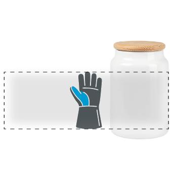 Schweißer Handschuh Werkstatt Logo - Panorama Keksdose mit Holzdeckel - Weiß - Vorne