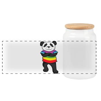 Panda Rainbow Pride  with Attitude - Panorama Keksdose mit Holzdeckel - Weiß - Vorne