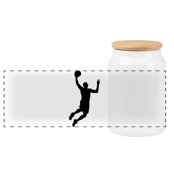 Basketball Silhouette - Panorama Keksdose mit Holzdeckel - Weiß - Vorne
