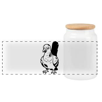 Zombie Pigeon - Panoramic Cookie Jar with Wooden Lid - white - Front