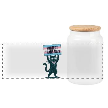 LGBTQ Pride Month - Protect Trans Kids - Panoramic Cookie Jar with Wooden Lid - white - Front