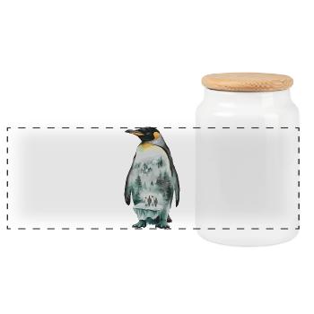 Pinguin Mit Landschaftsmotiv - Panorama Keksdose mit Holzdeckel - Weiß - Vorne