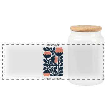 Live like wildflowers - Panoramic Cookie Jar with Wooden Lid - white - Front